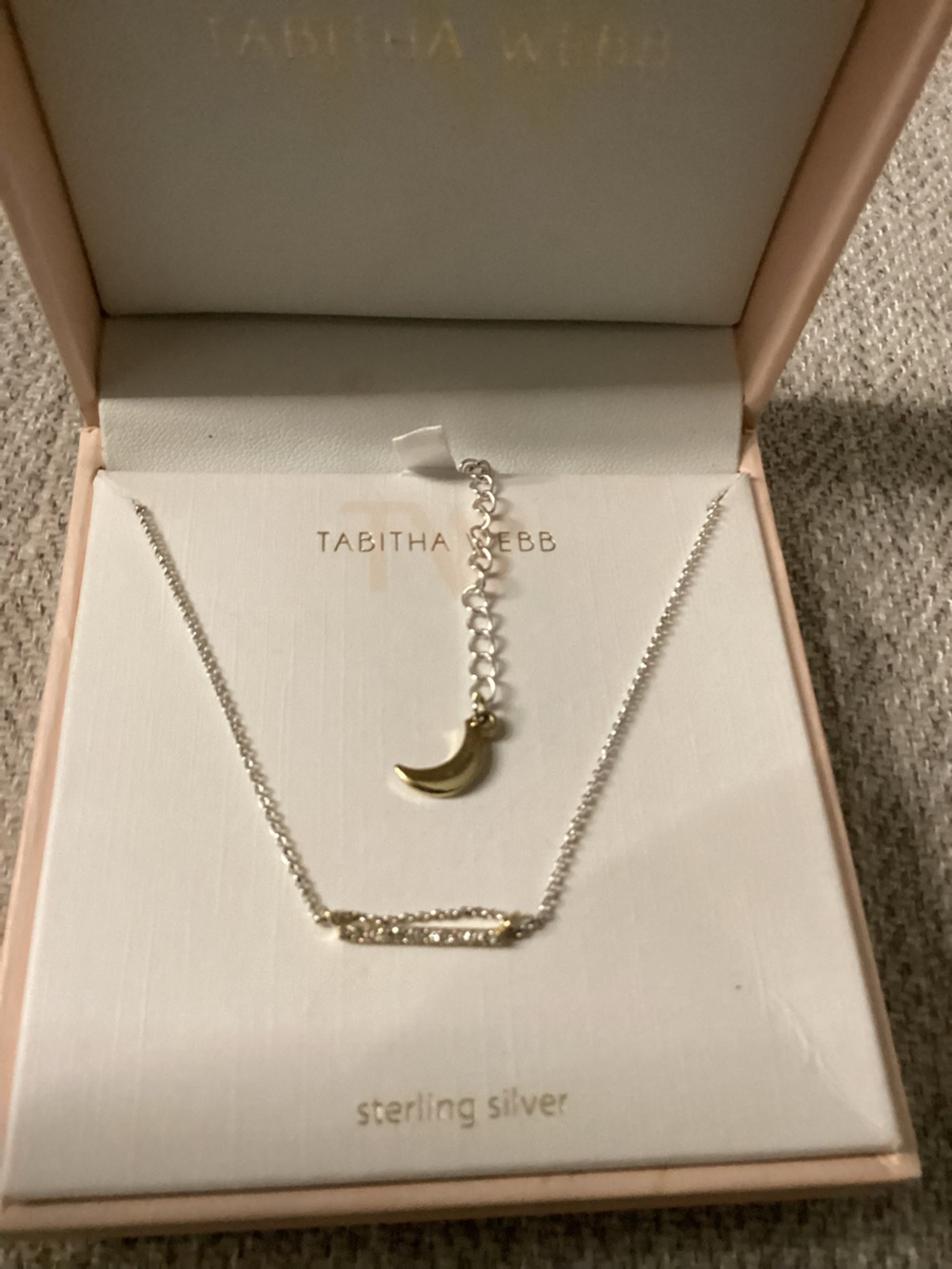 Tabitha Webb Two-Tone Crescent & Pavé Bar Necklace in Silver and Gold
